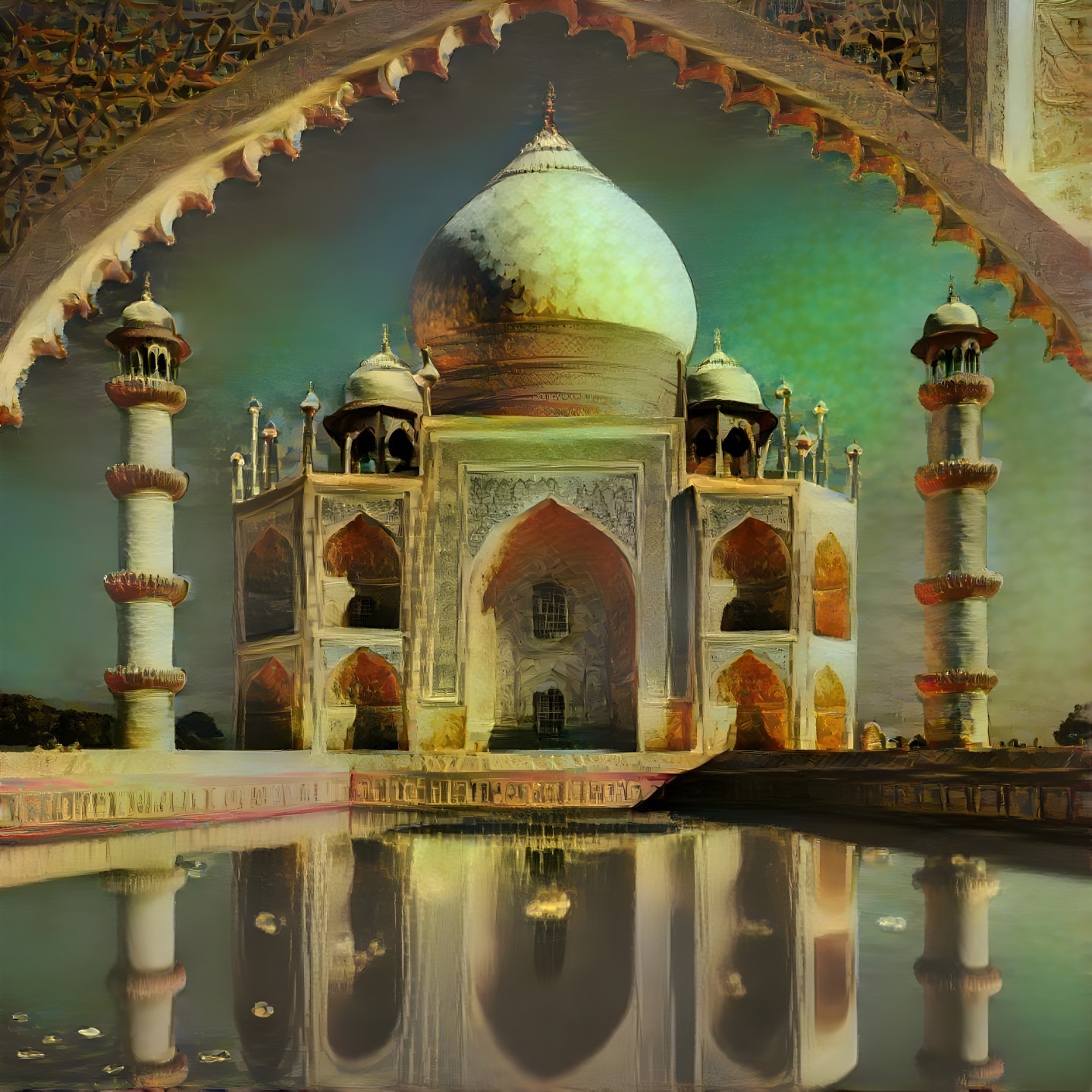 Ornate Reflective Palace with Intricate Architecture
