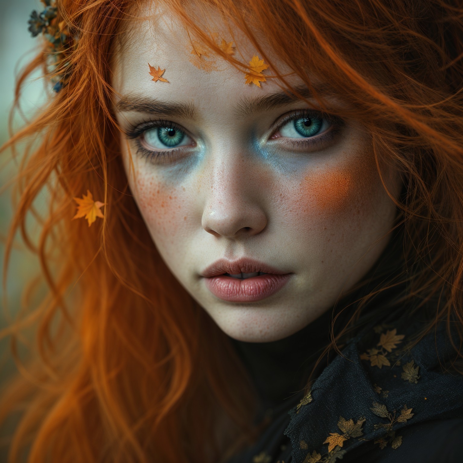 Close-up Portrait of a Young Woman with Orange Hair