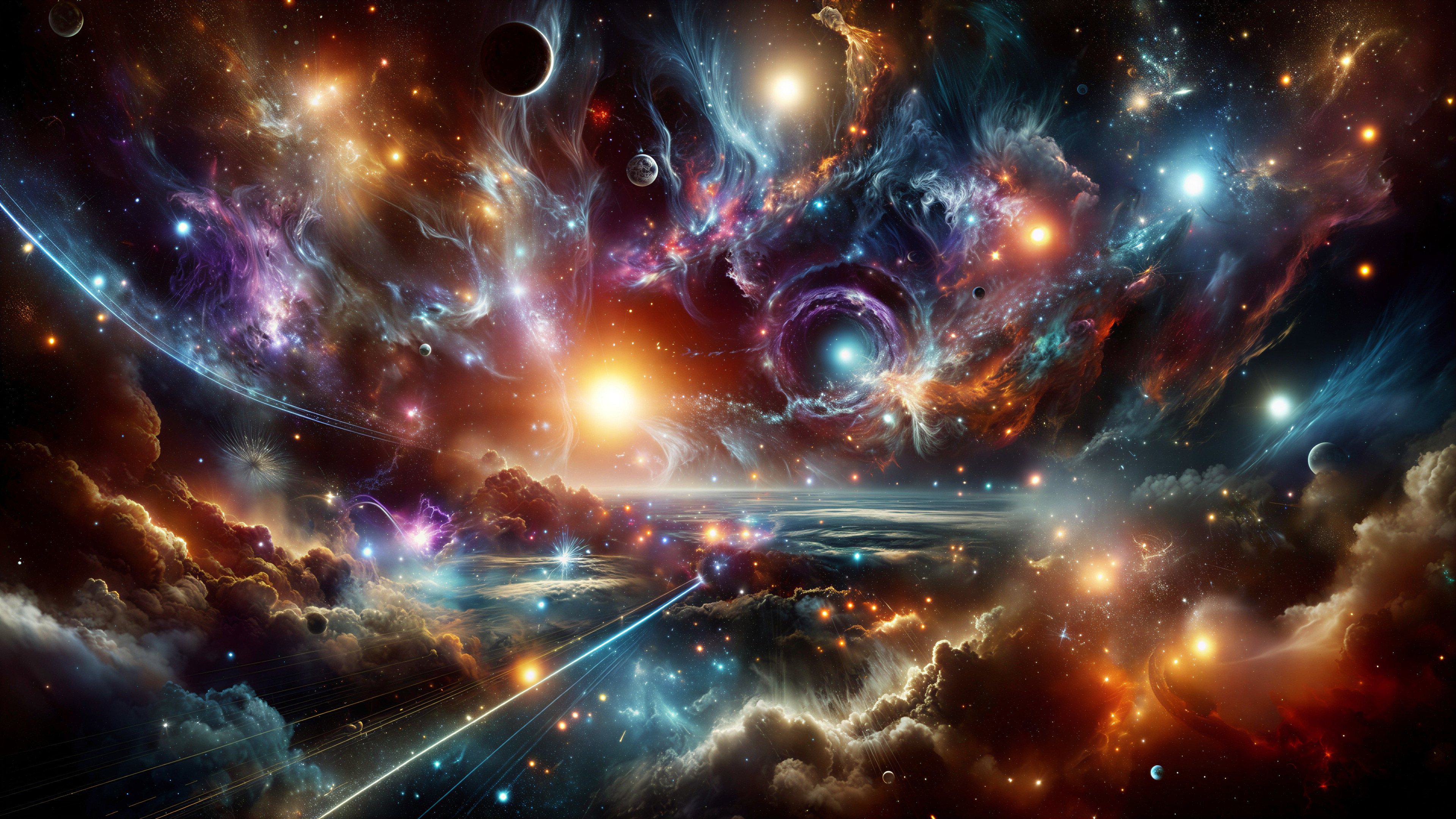 Vibrant Cosmic Scene with Galaxies and Nebulae
