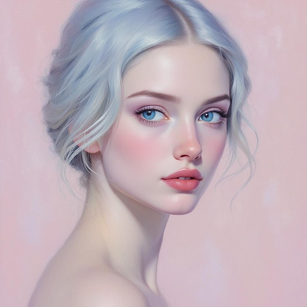 Close-up Portrait of a Young Woman with Blue Eyes