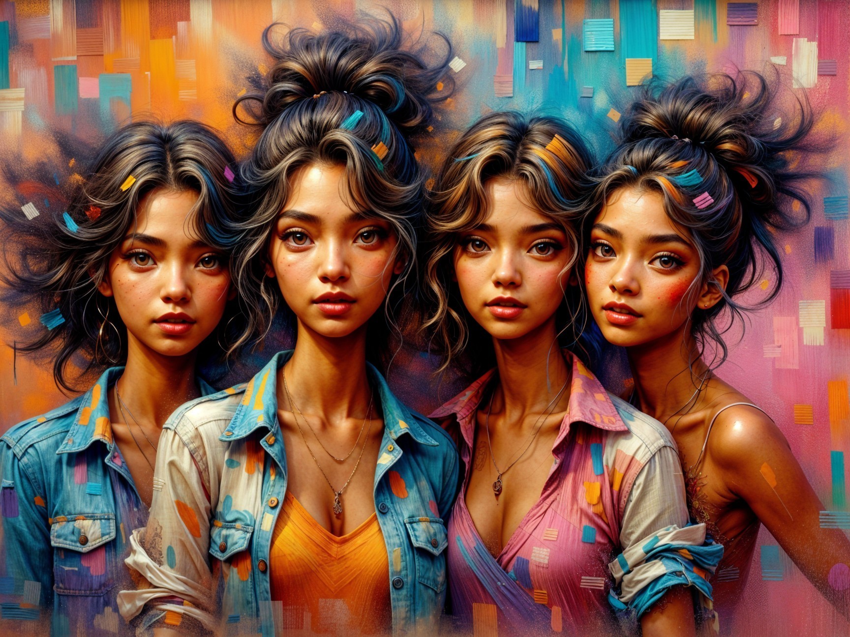 Portraits of a Young Woman in Vibrant Clothing Styles