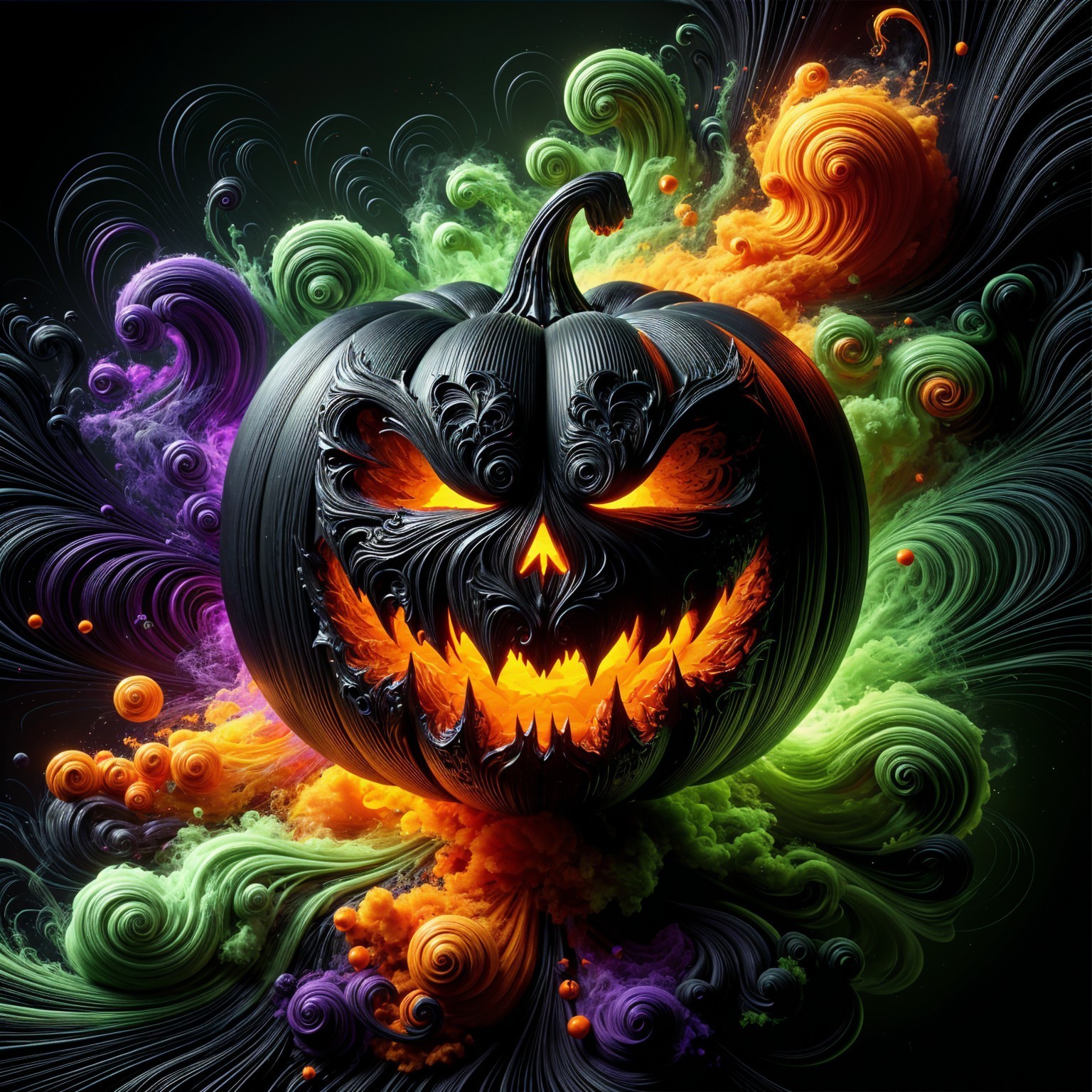 Intricately Designed Halloween Pumpkin with Glow