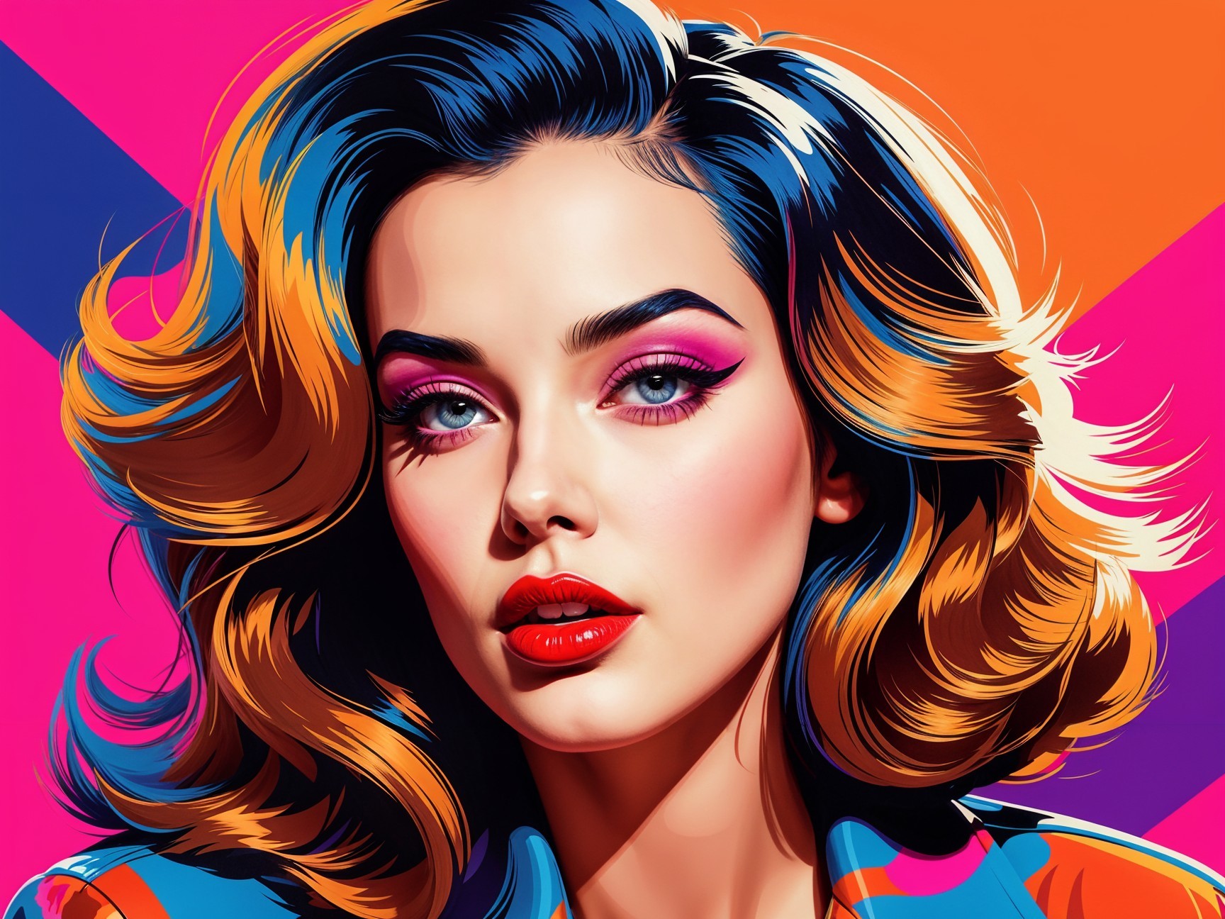 Vibrant Portrait of a Woman in Pop-Art Style