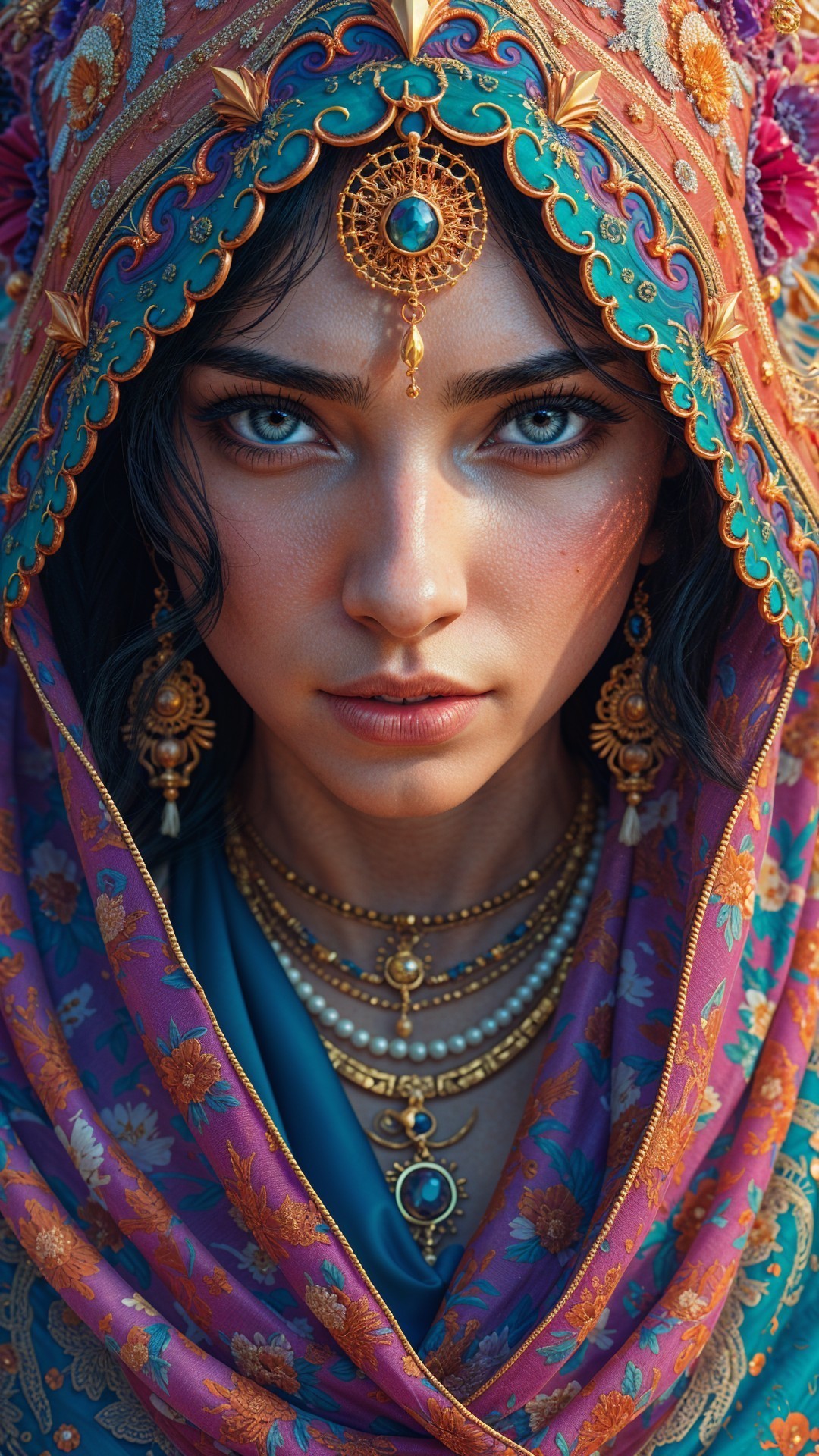 Portrait of a Young Woman in Vibrant Traditional Attire