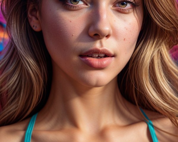 Close-up Portrait of a Young Woman with Freckles