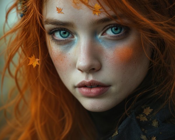 Close-up Portrait of a Young Woman with Orange Hair