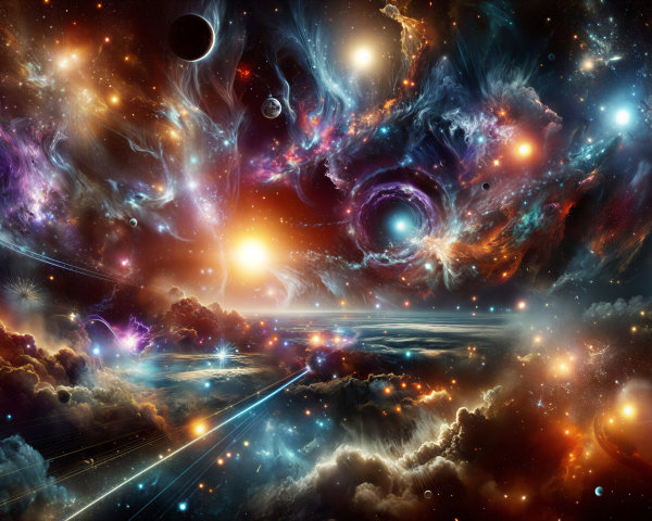 Vibrant Cosmic Scene with Galaxies and Nebulae