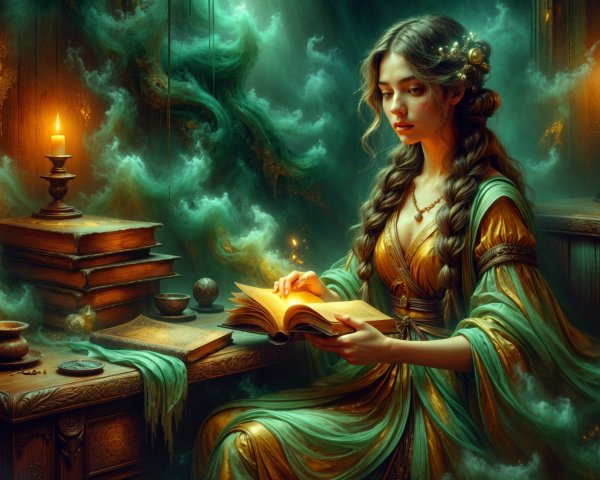 Mystical Scene with Young Woman and Enchanting Atmosphere