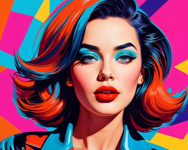 Portrait of a Woman with Colorful Hair and Makeup