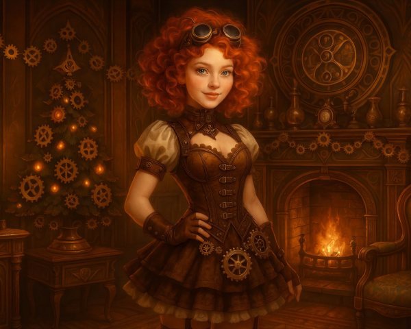 Medium shot of a young woman with red curly hair