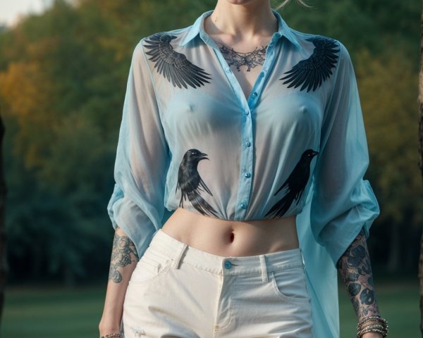 Young woman in outdoor setting with stylish attire