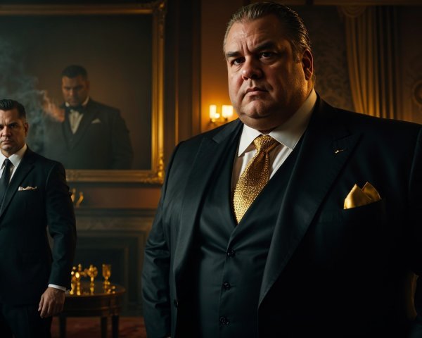 Luxurious Room with Two Men in Tailored Suits