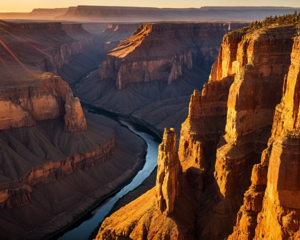 Majestic Canyon View at Sunrise with Red Rock Formations