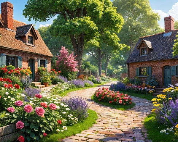 Charming Cottages in a Lush Garden Setting