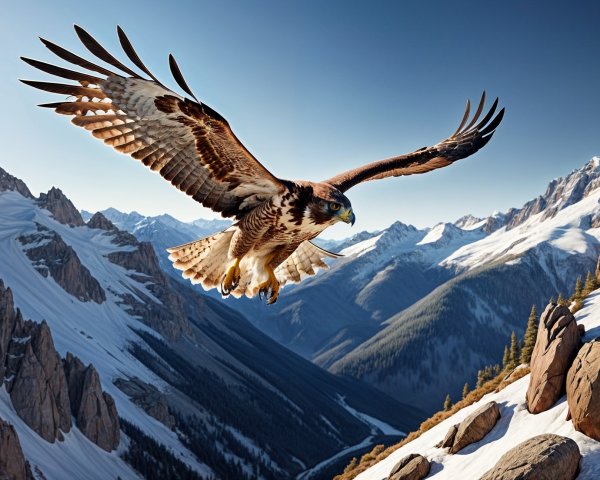 Eagle Soaring Over Majestic Mountain Landscape