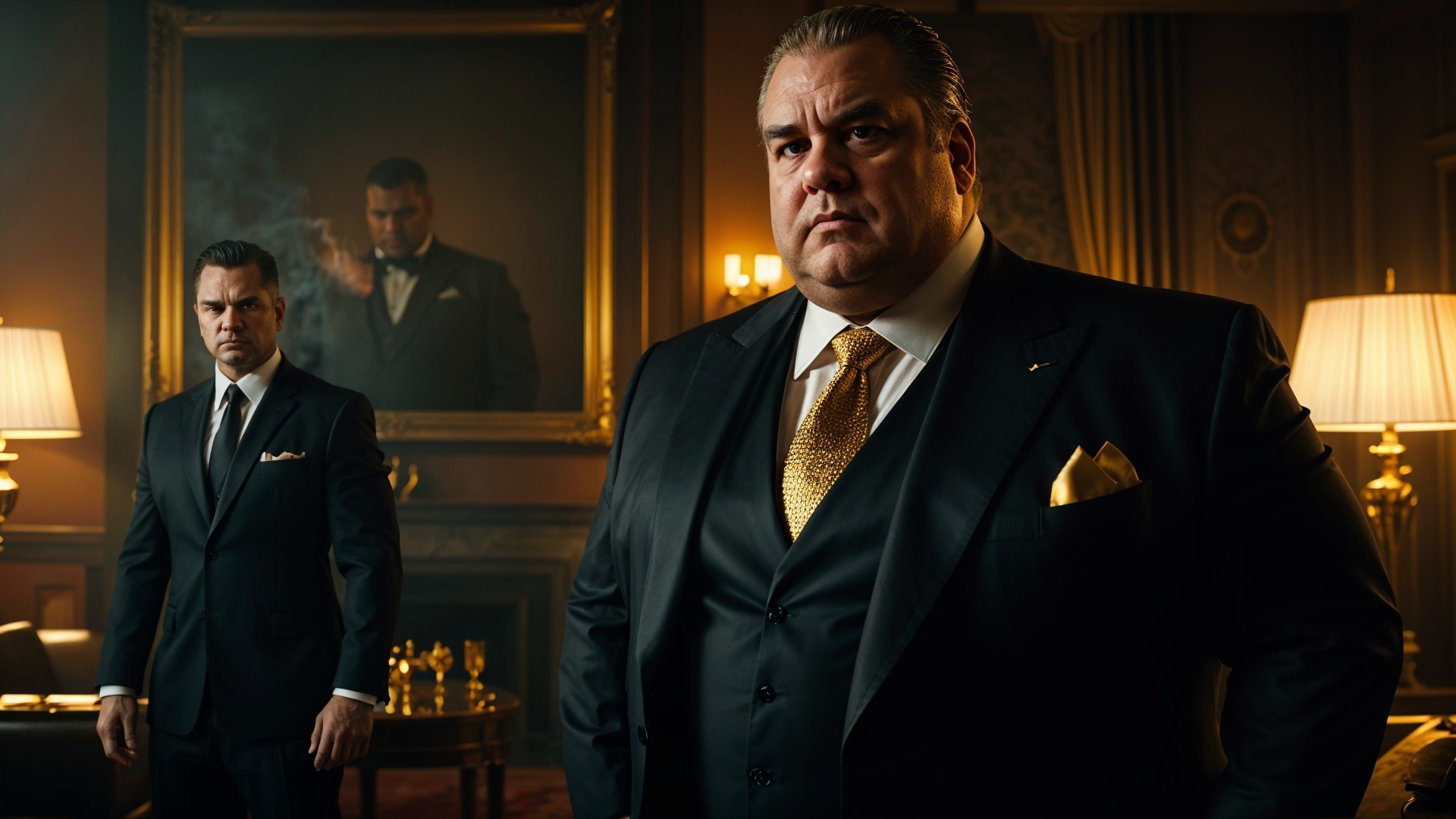 Luxurious Room with Two Men in Tailored Suits