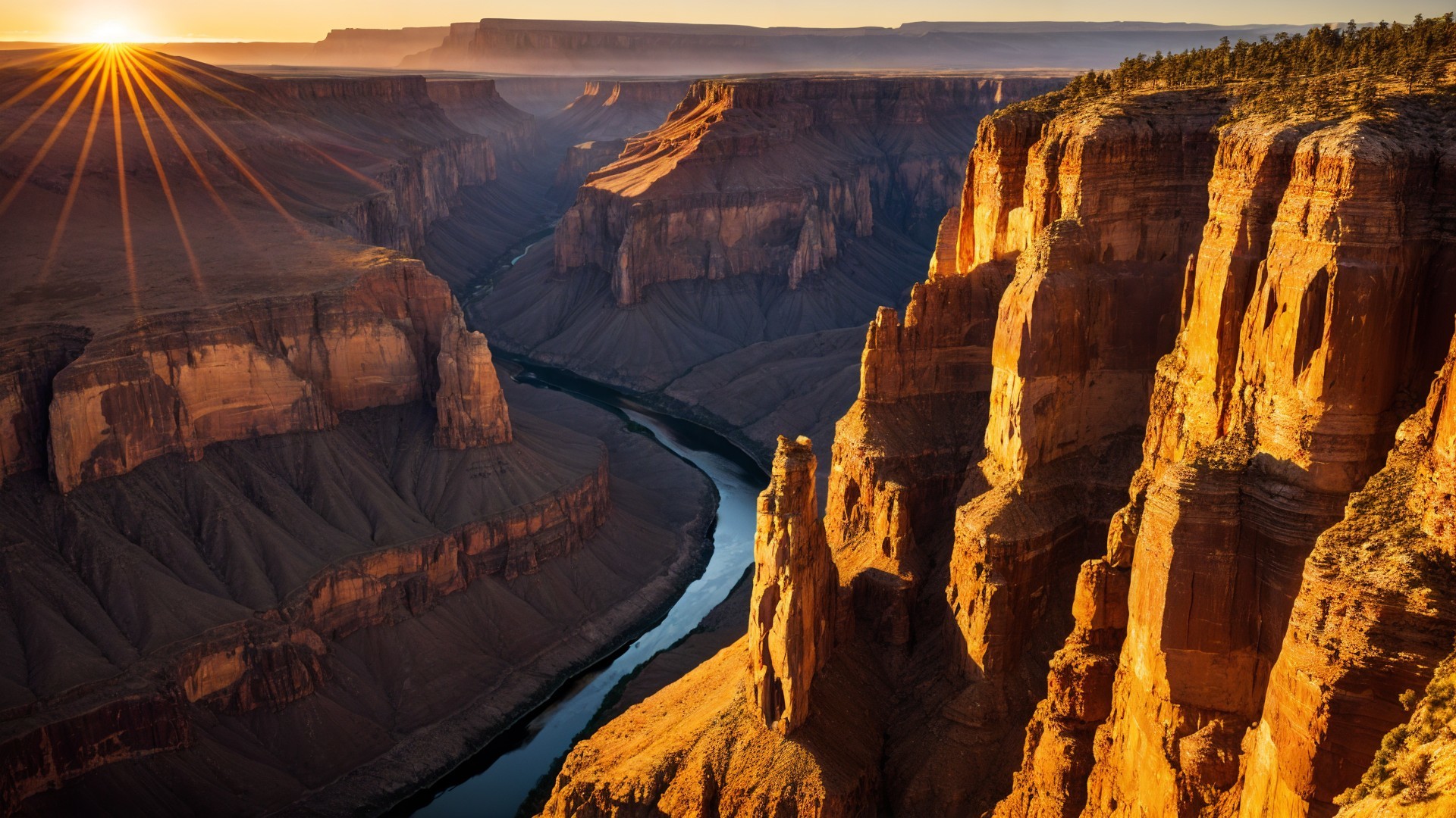 Majestic Canyon View at Sunrise with Red Rock Formations