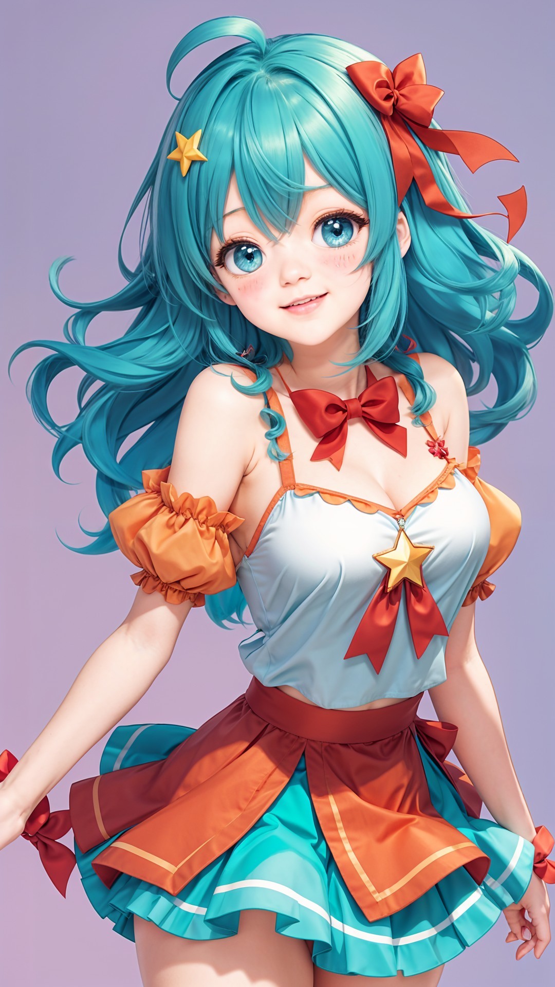 Vibrant Anime Character with Turquoise Hair and Outfit