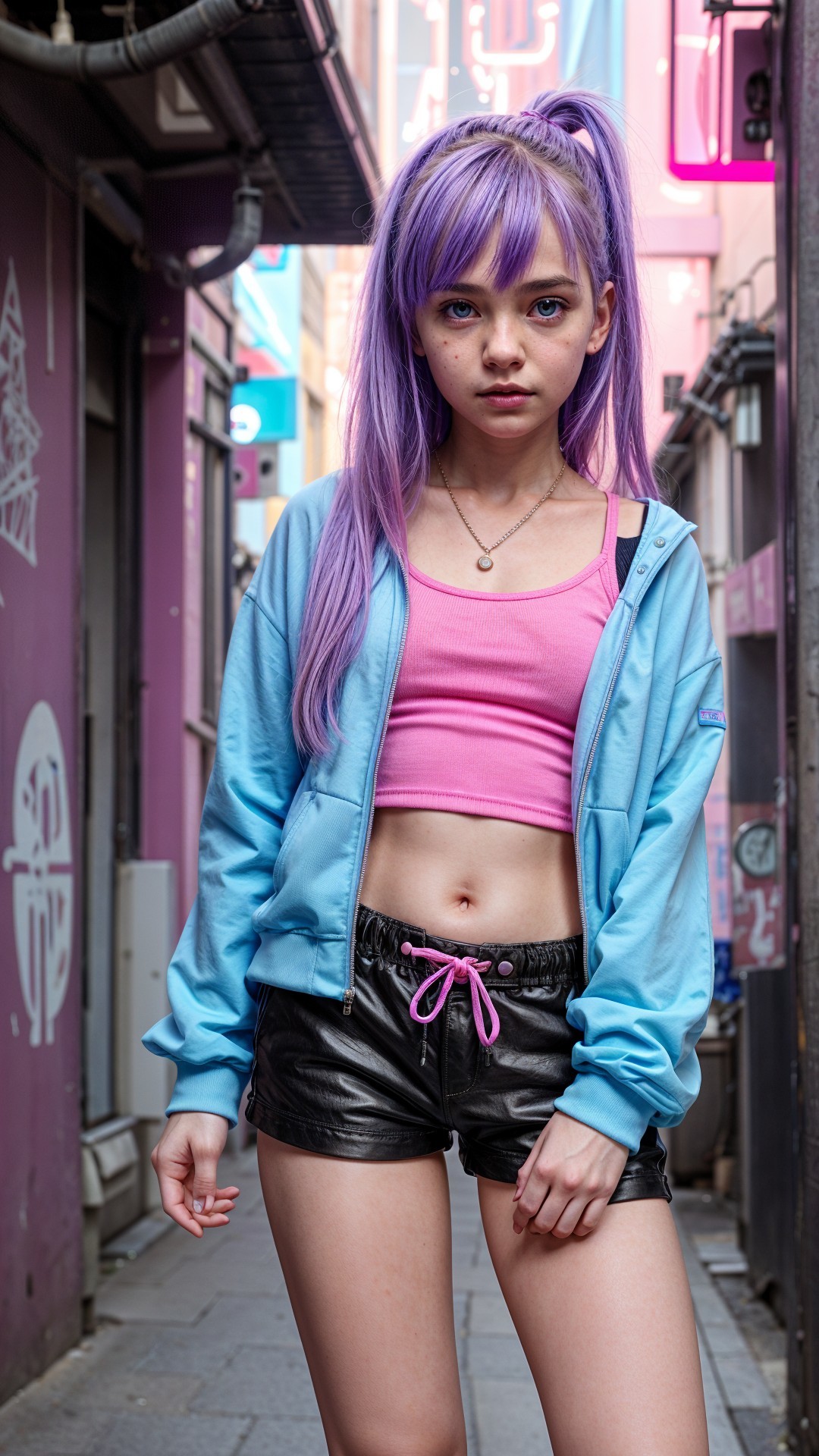 Confident Youth in Vibrant Urban Alleyway Setting