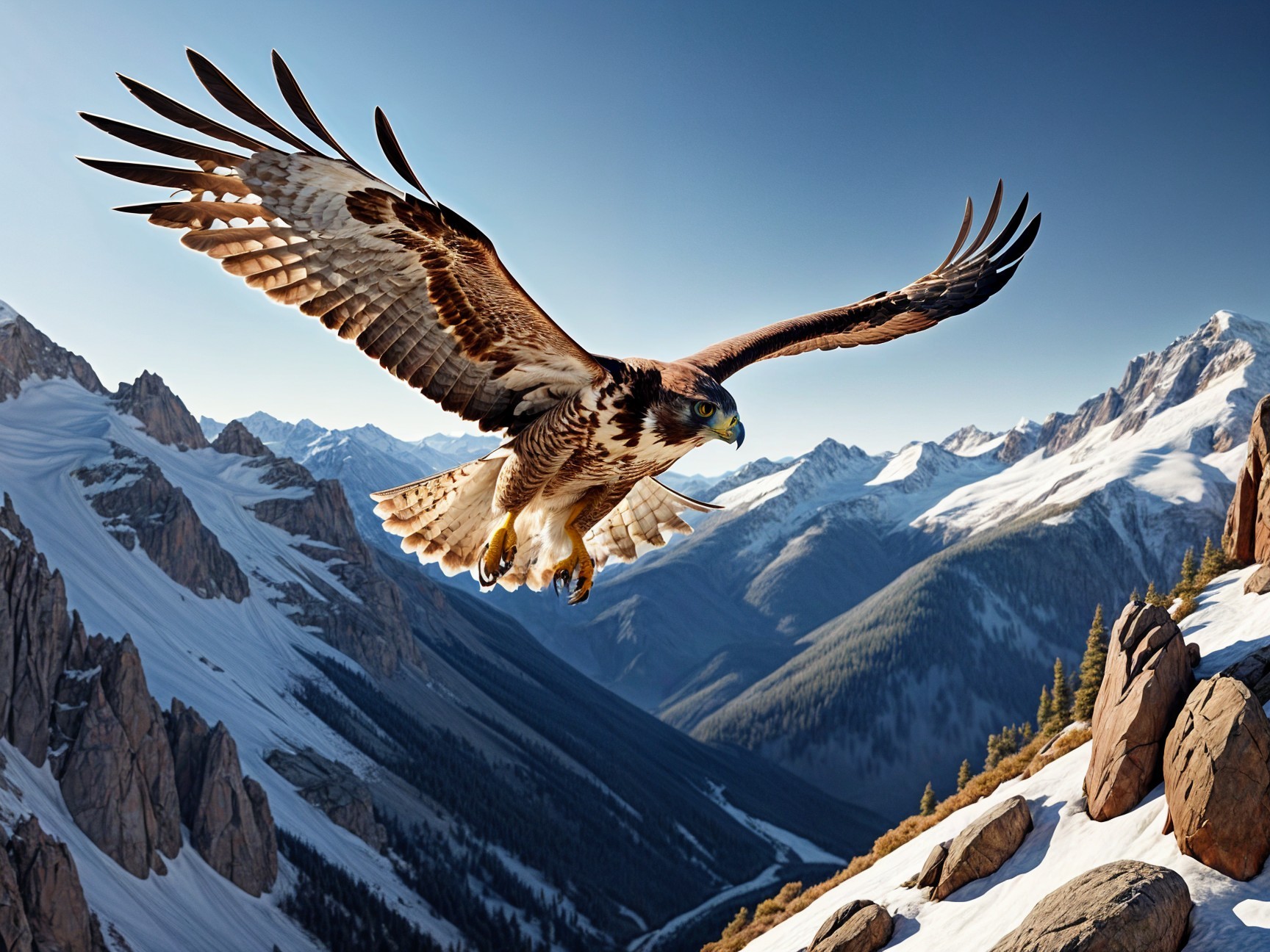 Eagle Soaring Over Majestic Mountain Landscape