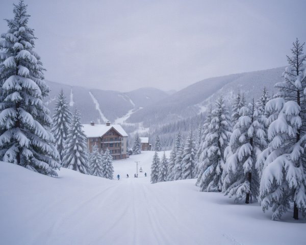 Tranquil Winter Scene with Snow-Covered Landscape