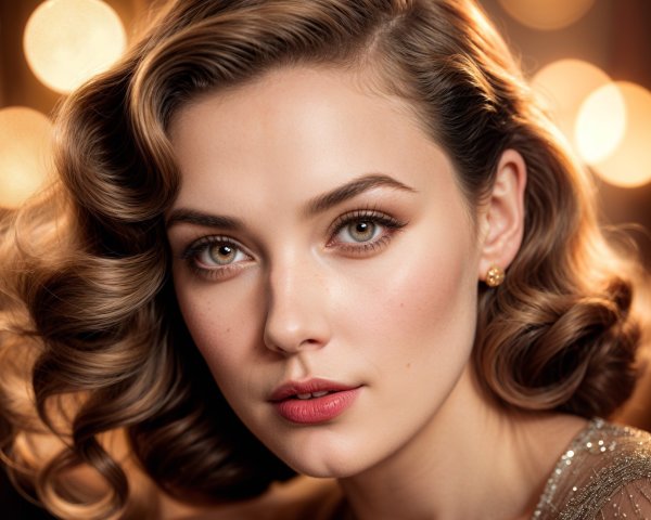 Close-up portrait of a woman with vintage curls