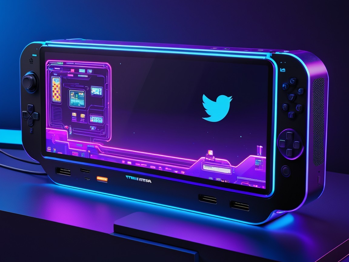 Futuristic Handheld Gaming Console with Neon Design