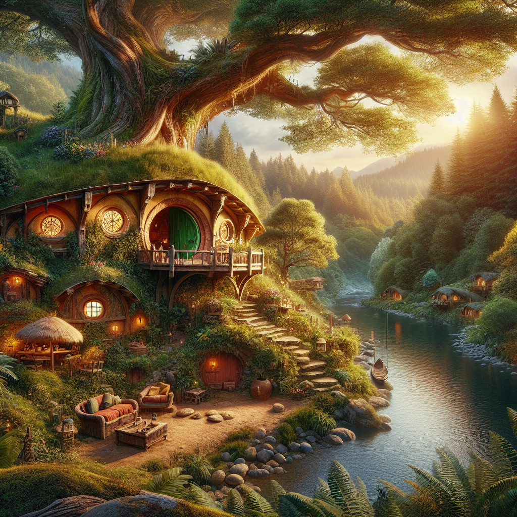 Quaint Hobbit Home in a Lush Green Landscape