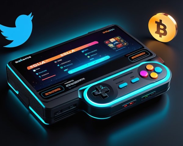 Futuristic Gaming Console with Neon Accents and Features