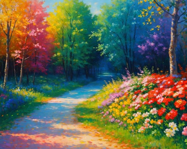Vibrant Autumn Landscape with Winding Forest Path