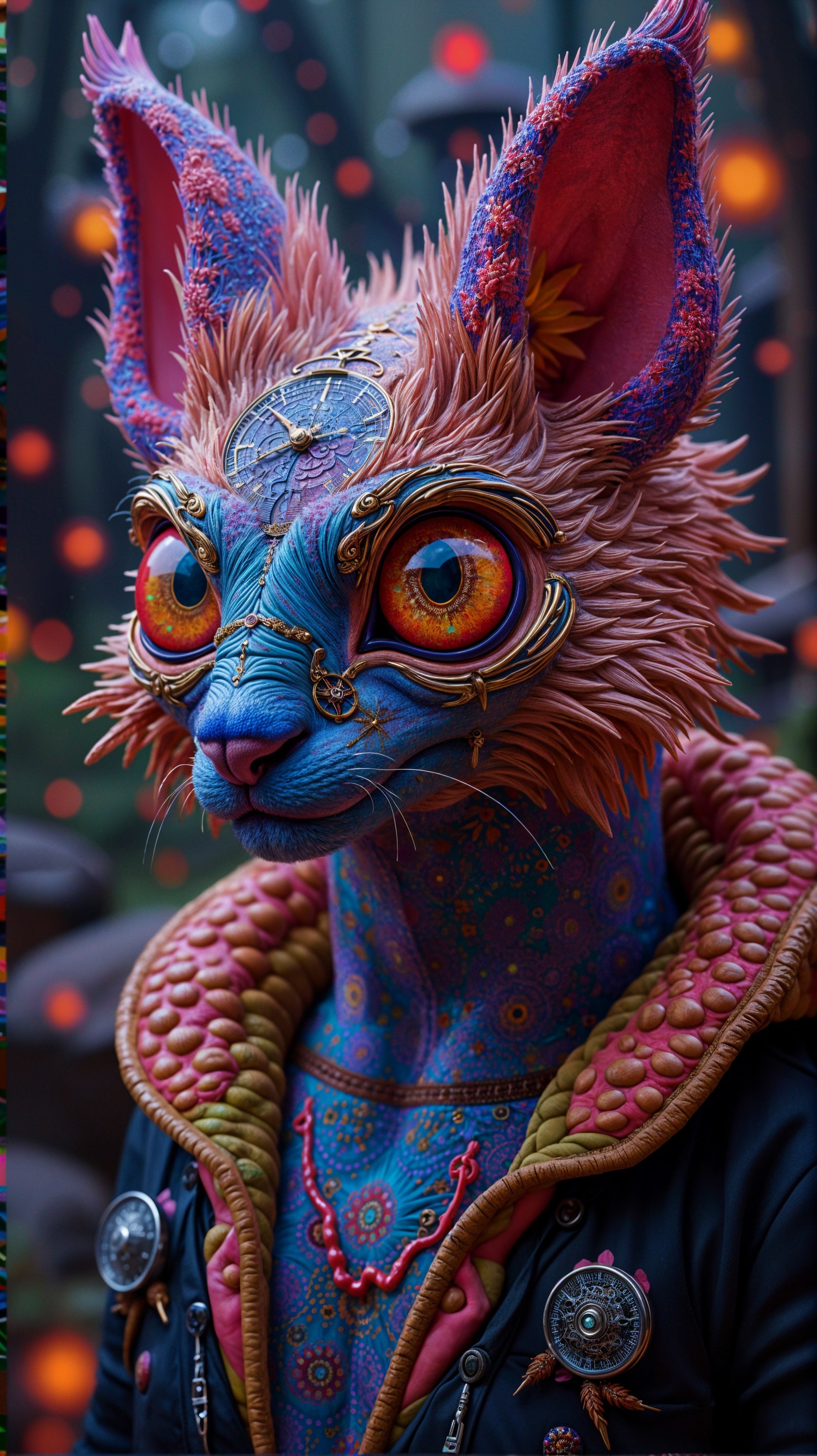 Colorful Feline Creature with Whimsical Features