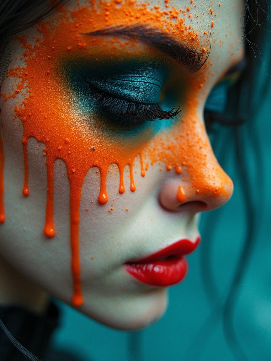 Close-Up of Bold Artistic Makeup on Woman's Face