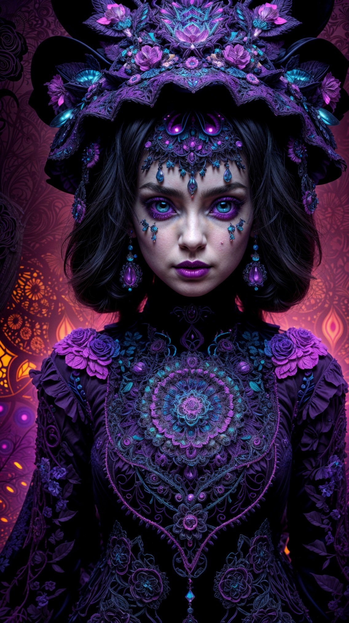 Portrait of a Woman in an Intricate Purple Gown