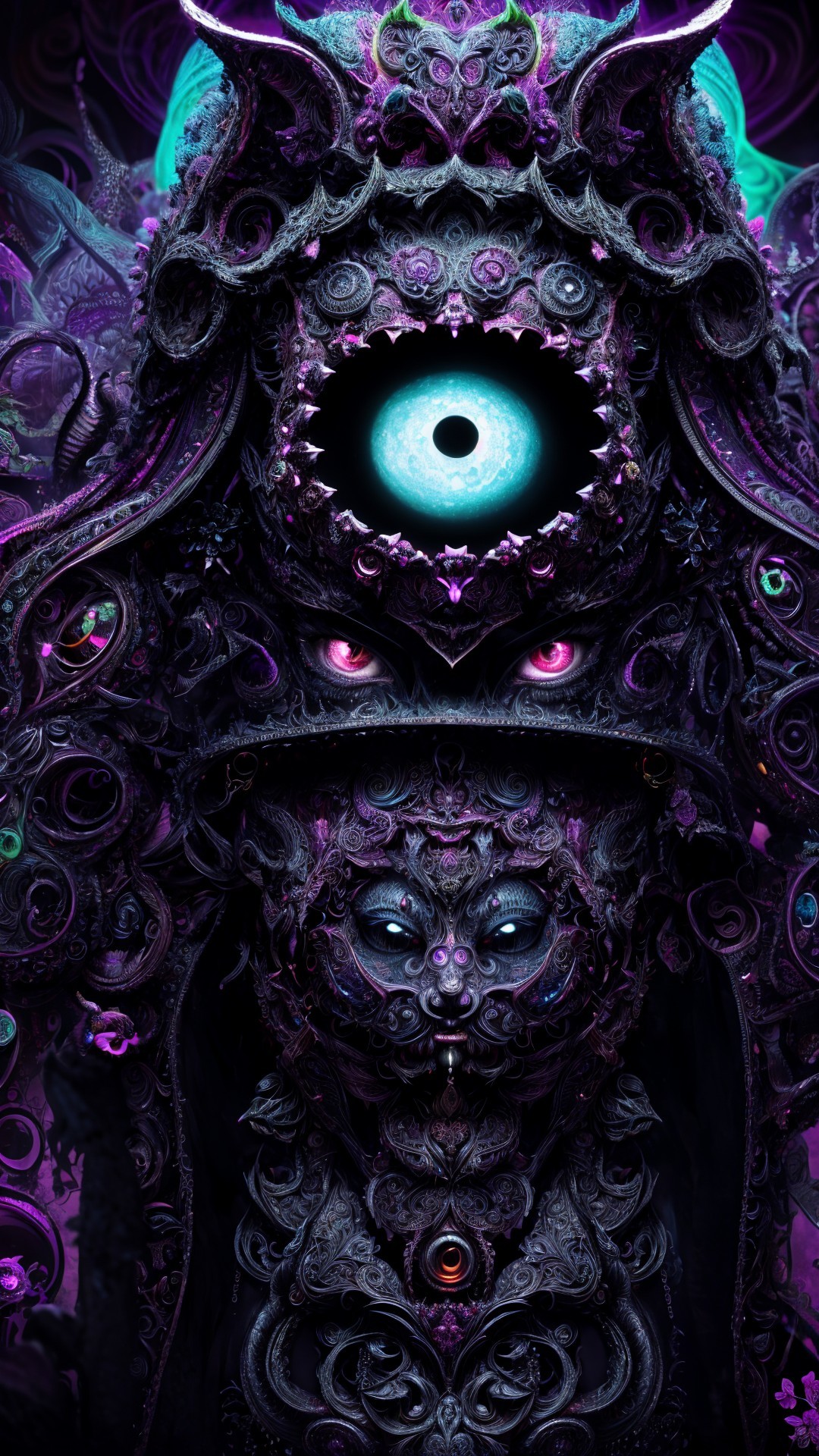 Intricate Design of a Dark Otherworldly Figure