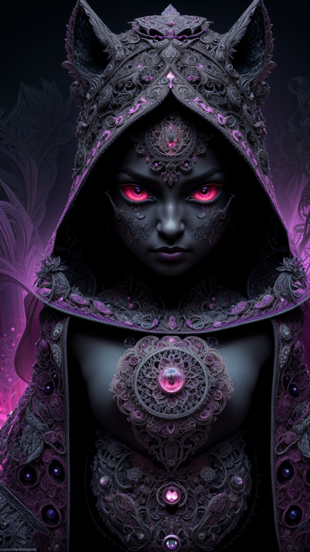 Mysterious Figure in Dark Cloak with Red Eyes