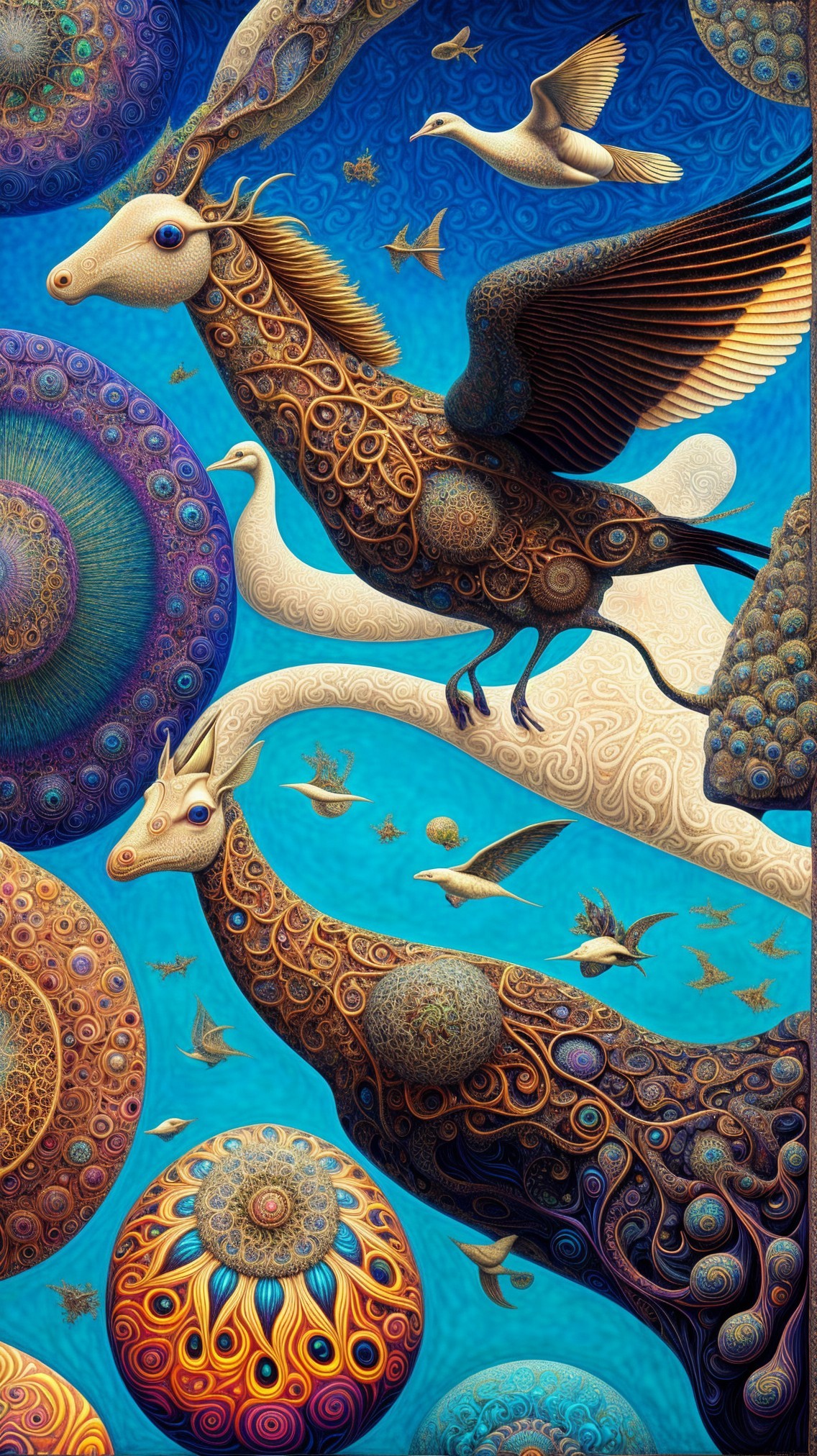 Surreal Scene of Fantastical Creatures and Colors