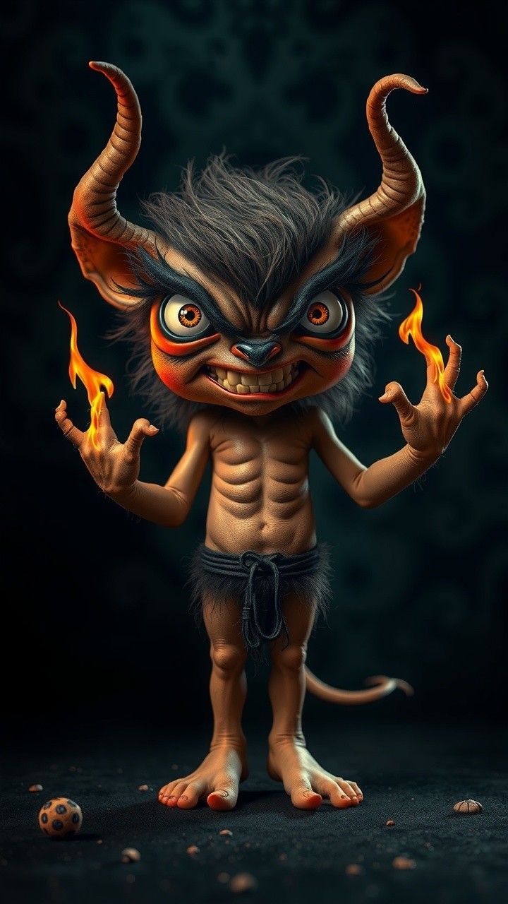 Muscular Fantastical Creature with Fiery Features