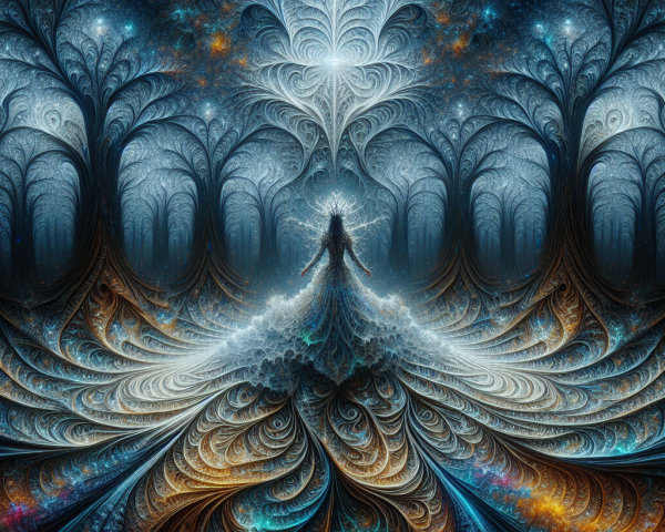 Abstract Landscape with Fractal Patterns and Glow
