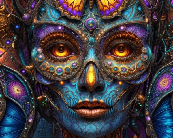 Portrait of a woman with nature and technology motifs