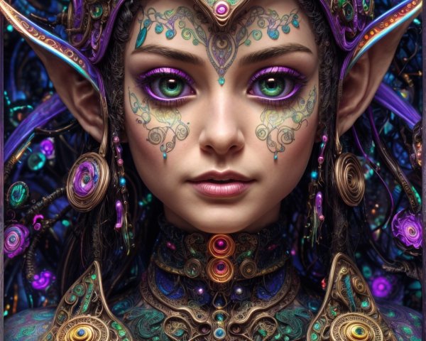 Fantasy Portrait of a Mystical Figure with Jewelry