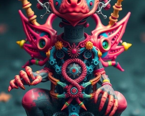 Vibrant Fantastical Creature with Intricate Designs