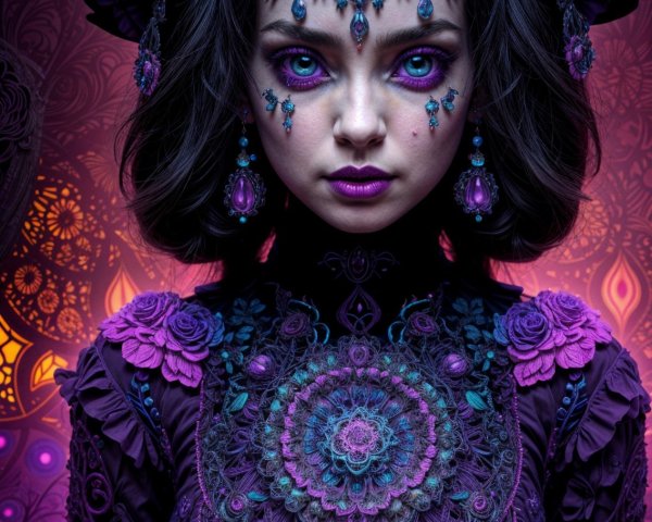 Portrait of a Woman in an Intricate Purple Gown