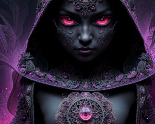 Mysterious Figure in Dark Cloak with Red Eyes