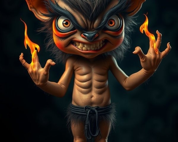 Muscular Fantastical Creature with Fiery Features