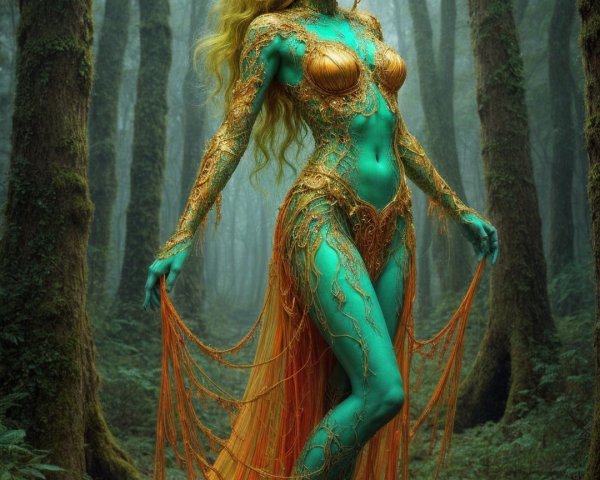 Mystical Figure in Enchanted Forest Setting