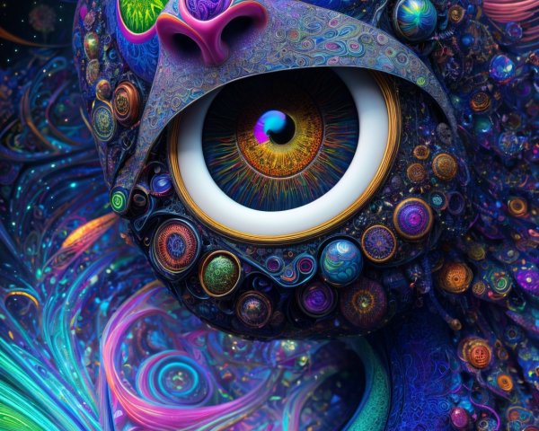 Surreal Creature with Colorful Patterns in Cosmic Setting