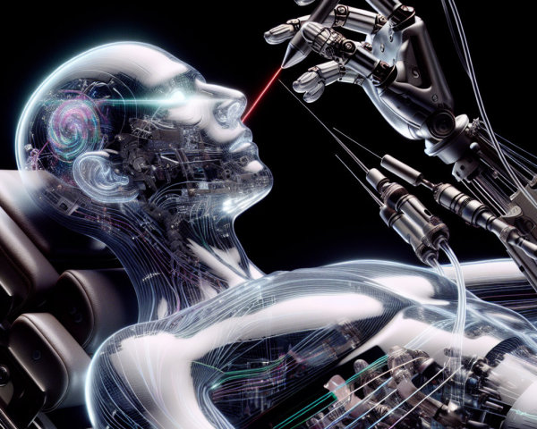 Futuristic Humanoid Robot with Visible Circuits and Glow