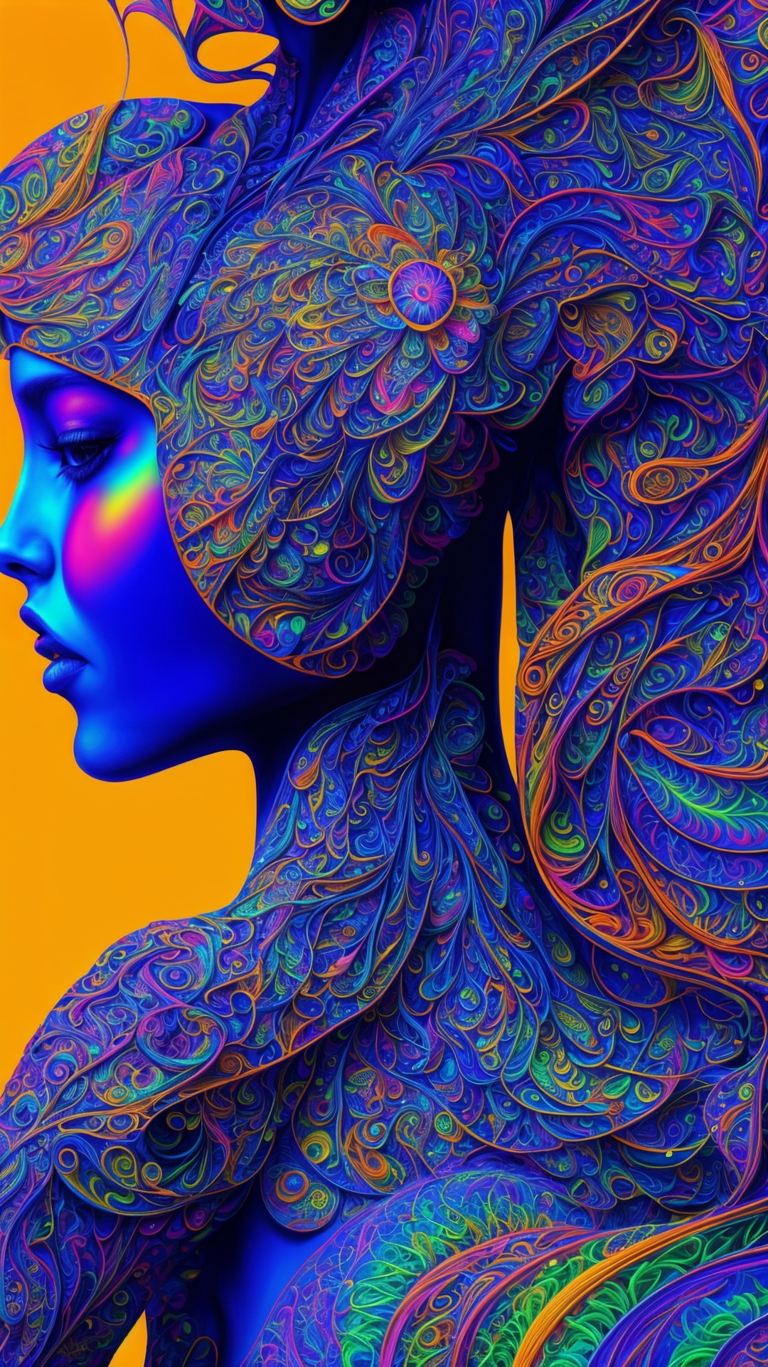 Vibrant Abstract Portrait of a Woman with Patterns