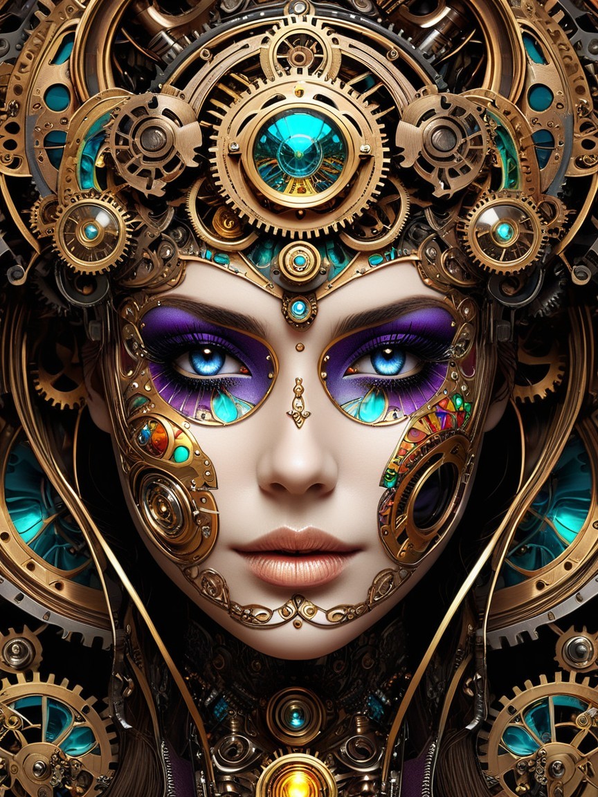 Steampunk-Inspired Woman with Metallic Embellishments