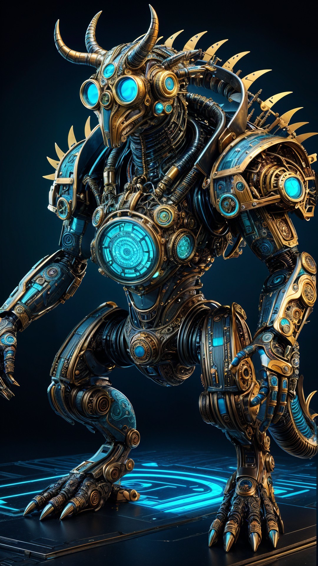 Futuristic Robotic Creature with Steampunk Elements